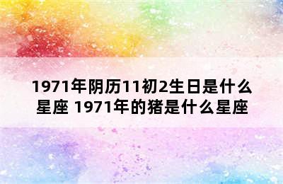 1971年阴历11初2生日是什么星座 1971年的猪是什么星座